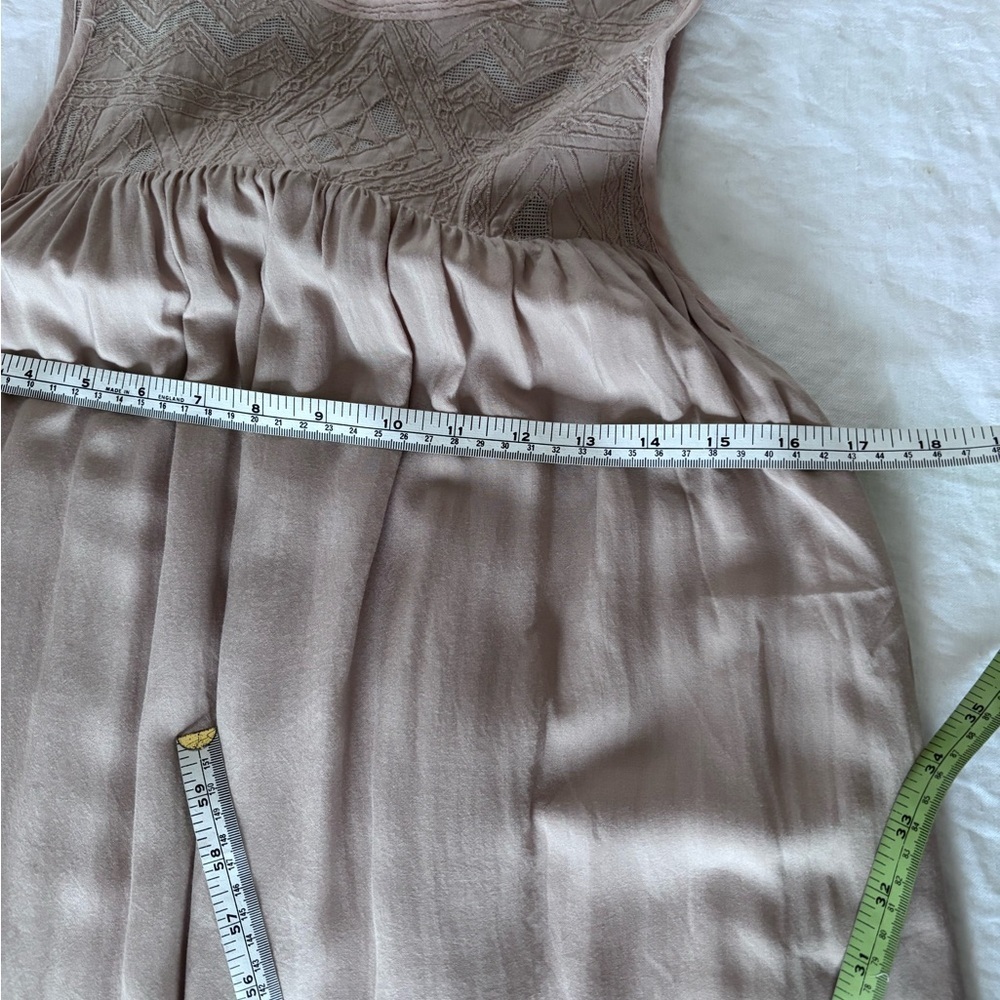 Aritzia Wilfred Allier Embroidered Swing Dress Blush Beige Modal&Silk XXS - Picture 14 of 15